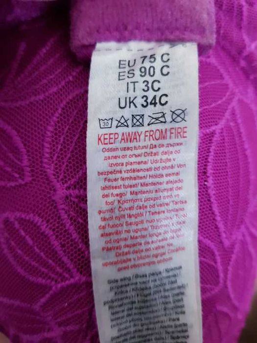 Biustonosz Koronkowy Fuksja Bardotka na fiszbinach Push Up 70B