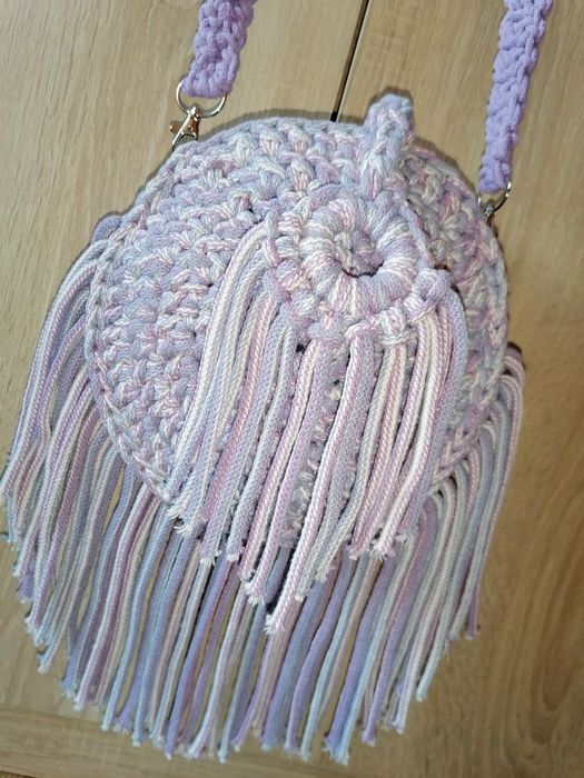 Torebka hand made na szydełku boho frędzle