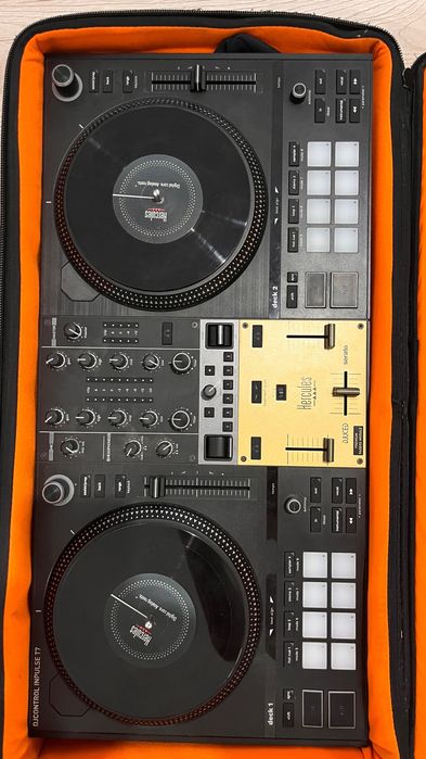 HERCULES T7 - kontroler dj, problem ze sprężynką + duży plecak UDG + kable