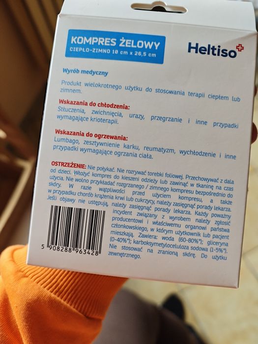 Kompres żelowy ciepło zimno heltiso nowy 10x26.5 cm