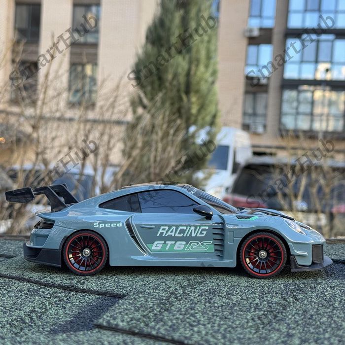 Дрифт машинка Porsche 911 GT6 RS сіра на радіокеруванні з ефектом диму