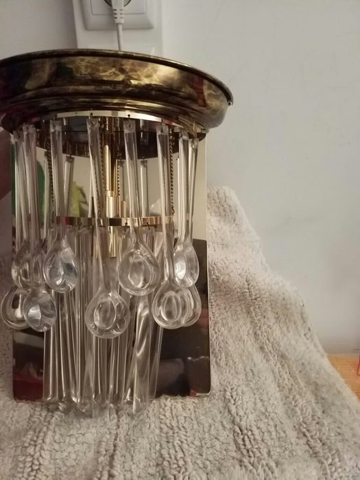 Candeeiro de teto e dois apliques em cristal