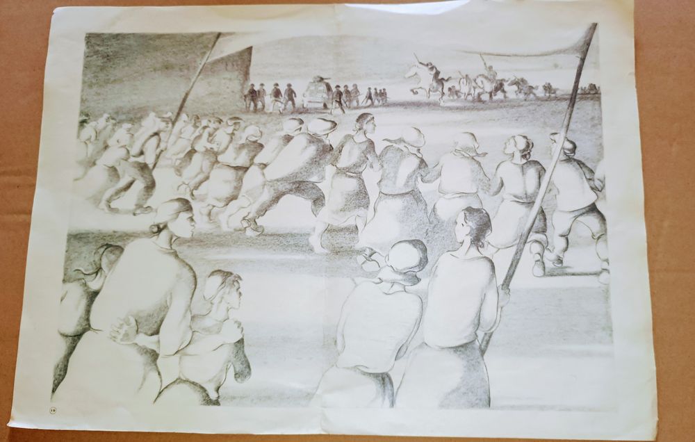 Antiga gravura dos desenhos de Álvaro Cunhal