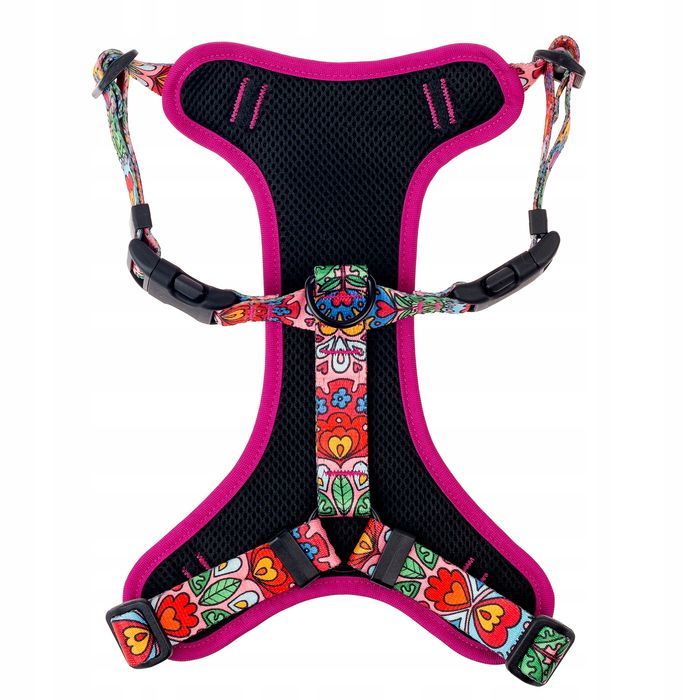 miękkie szelki bezuciskowe puszorek dla psa m 25 mm różowe wzorki