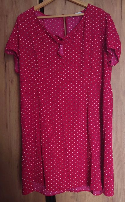 Sukienka Czerwona w białe groszki Mango Violeta rozmiar XL 42
