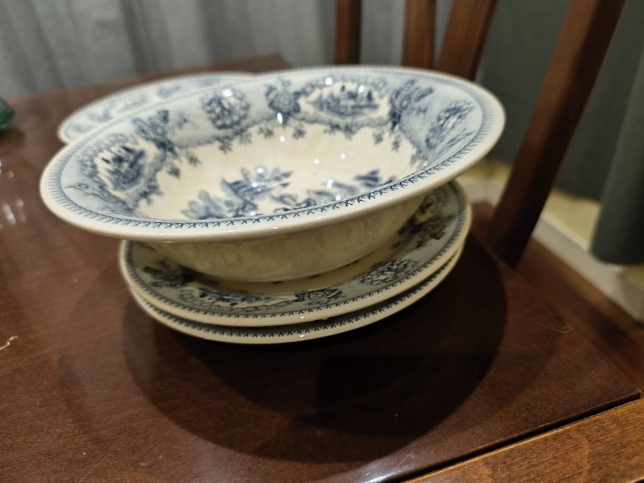 Vintage, conjunto de 22 pratos e saladeira estilo inglês,