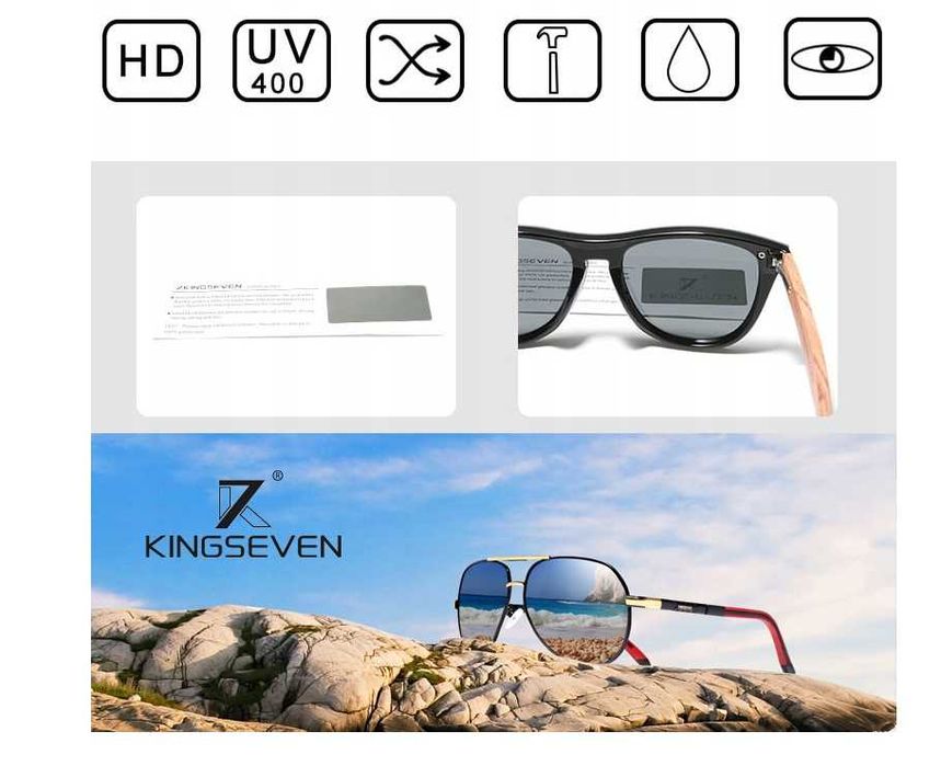 Okulary przeciwsłoneczne męskie POLARYZACYJNE UV400 PILOTKI KINGSEVEN
