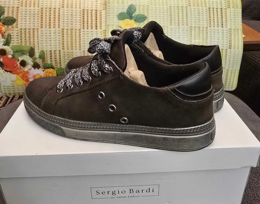 Sneakersy męskie Sergio Bardi, rozm. 41, skóra-zamsz
