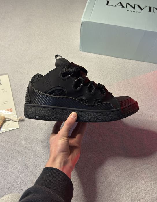 [БЕЗ ПЕРЕДПЛАТ] Кросівки Lanvin Curb Black / ланвін чорні кроси сваг