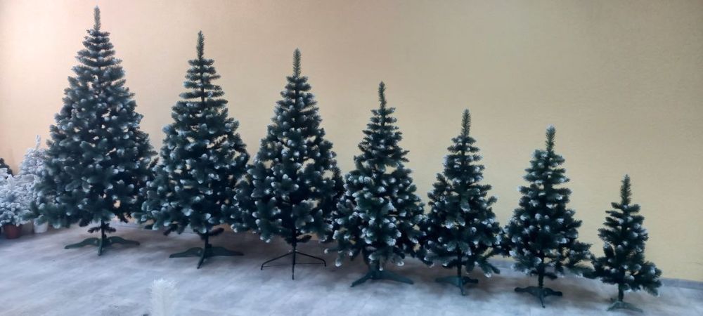 Ялинка штучна 1,5м з білими кінчиками пишна Елка искусственная ПВХ 150