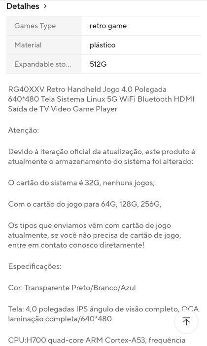 Rg40xxv consola de jogos