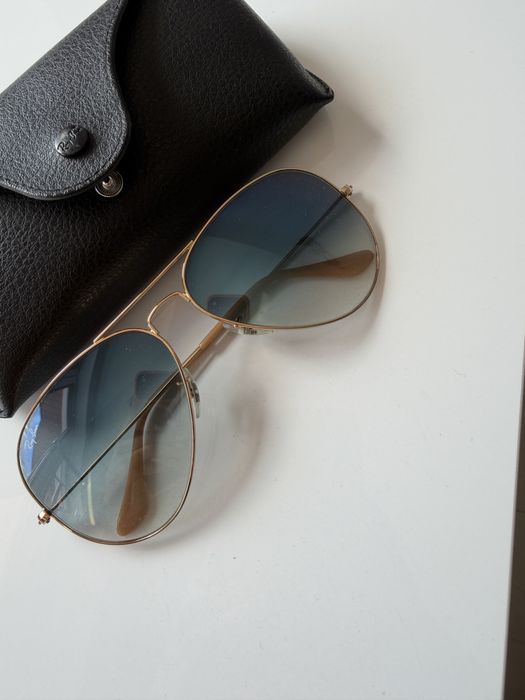 Okulary Ray Ban Rayban  przeciwsłoneczne pilotki cieniowane niebieskie orginalne