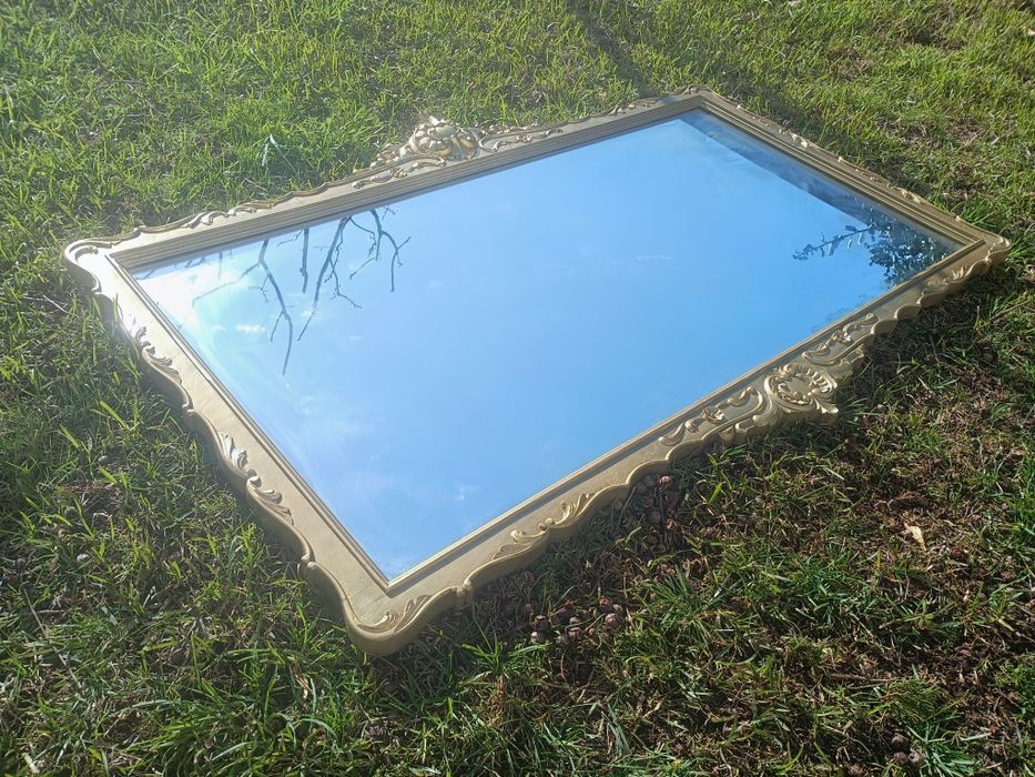 Espelho decorativo retangular, moldura talha dourada de estilo clássic