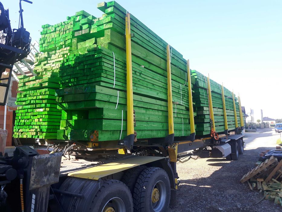 Więźba dachowa drewno konstrukcyjne kantówki ŚLĄSK transport HDS