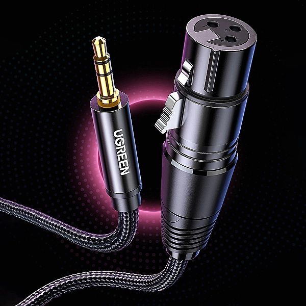 Ugreen kabel audio 3.5mm mini jack (męski) - XLR (żeński) 1m czarny (A