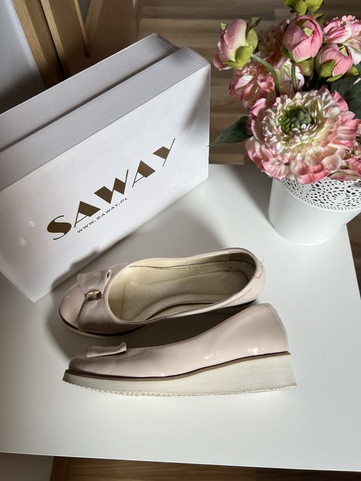 Pudrowo-różowe baleriny Saway 37 skóra naturalna