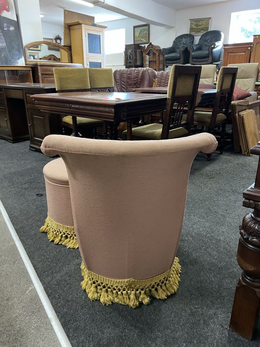 Stylowy fotel różowy z pufą/komplet/Raty