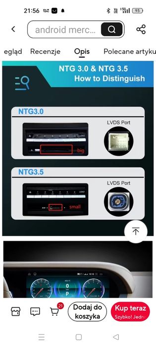 Radio dotykowe Android Mercedes w221