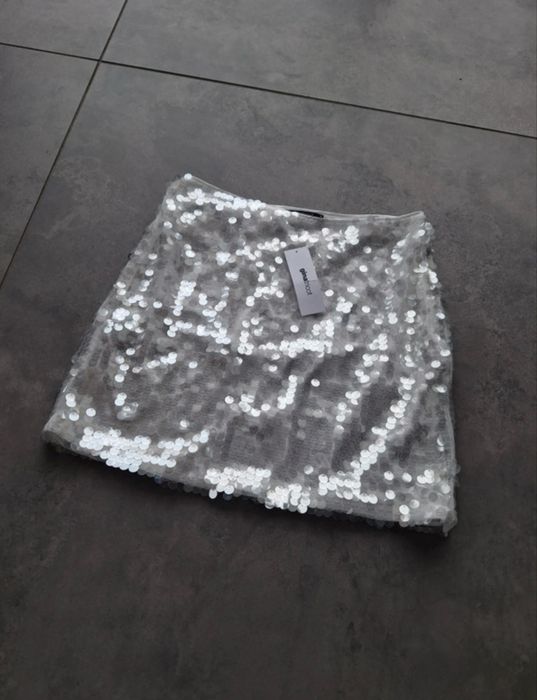 Spodniczka biała cekinowa
