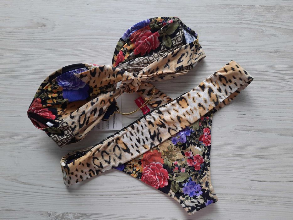 Купальник Charmante бандо р.40В M L леопардовый без пушапа 80А 80В 75В