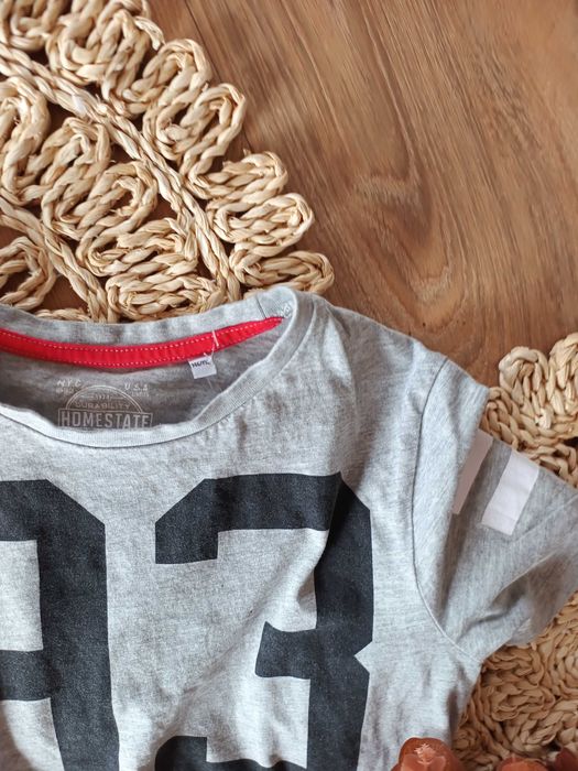 146/152cm szary t-shirt dla dziewczynki z krótkim rękawem Bluzka napis