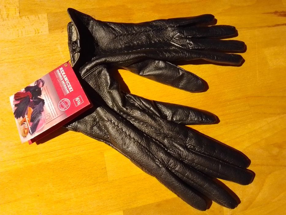 Rękawiczki skórzane damskie , czarne