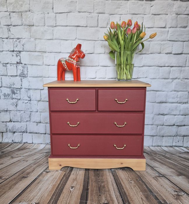 Odnowiona drewniana komoda/ siedzisko/szafka nocna