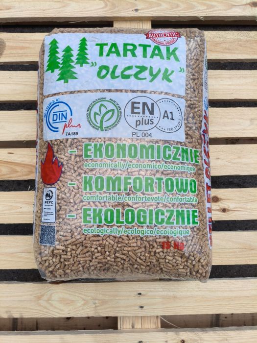 Pellet Olczyk cena za 1050kg na palecie A1 certyfikat. Holz pellet premium