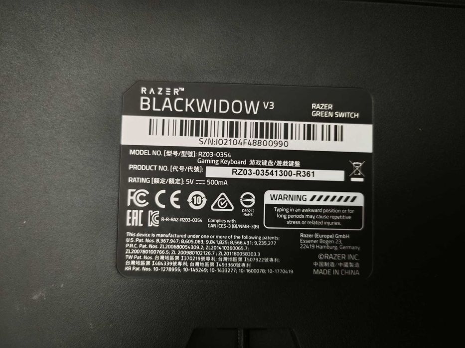Razer BlackWidow V3 – Green Switch – RGB Chroma