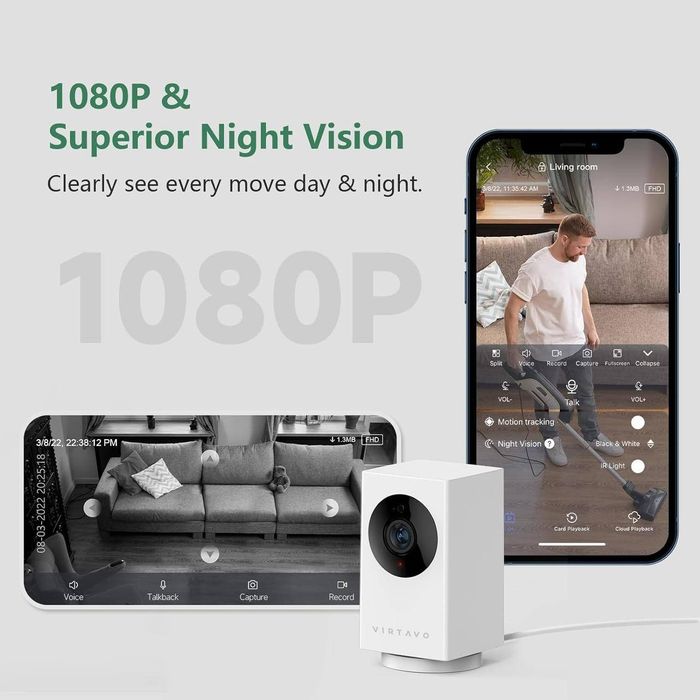 Внутрішня Wi-Fi-камера Virtavo, відеоняня, радіоняня 1080P (my-030)