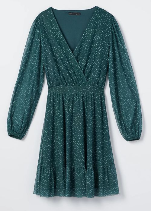 Sukienka zielona groszki Mohito 34 XS tiul