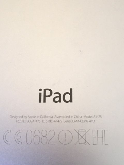 Apple iPad Air, Model A147564297745070722122