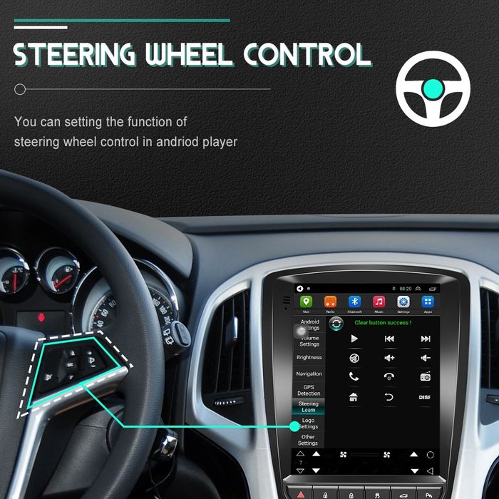 Rádio Vertical 9,7 Android Opel Astra 2009-15 GPS Carplay Wi-Fi 2/32GB