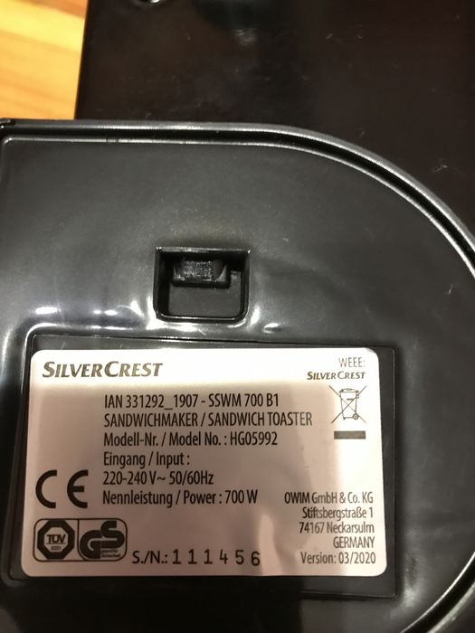 Сэндвичница Silvercrest SSWM 700 Вт