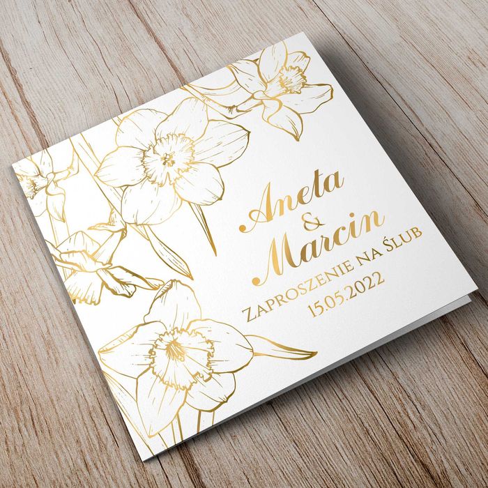 Zaproszenia Ślubne Złote Kwiaty 07