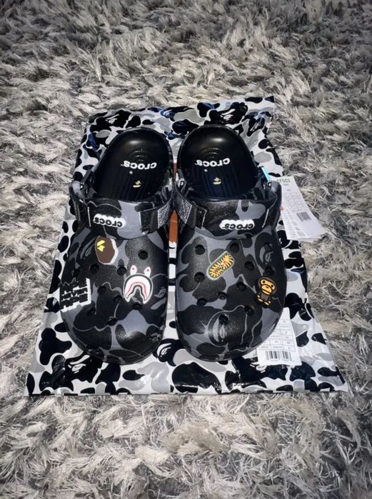 ‼️БЕЗ ПЕРЕДОПЛАТ‼️Тапки Crocs x Bape / Крокси/Тапочки/Бейп/Крокс