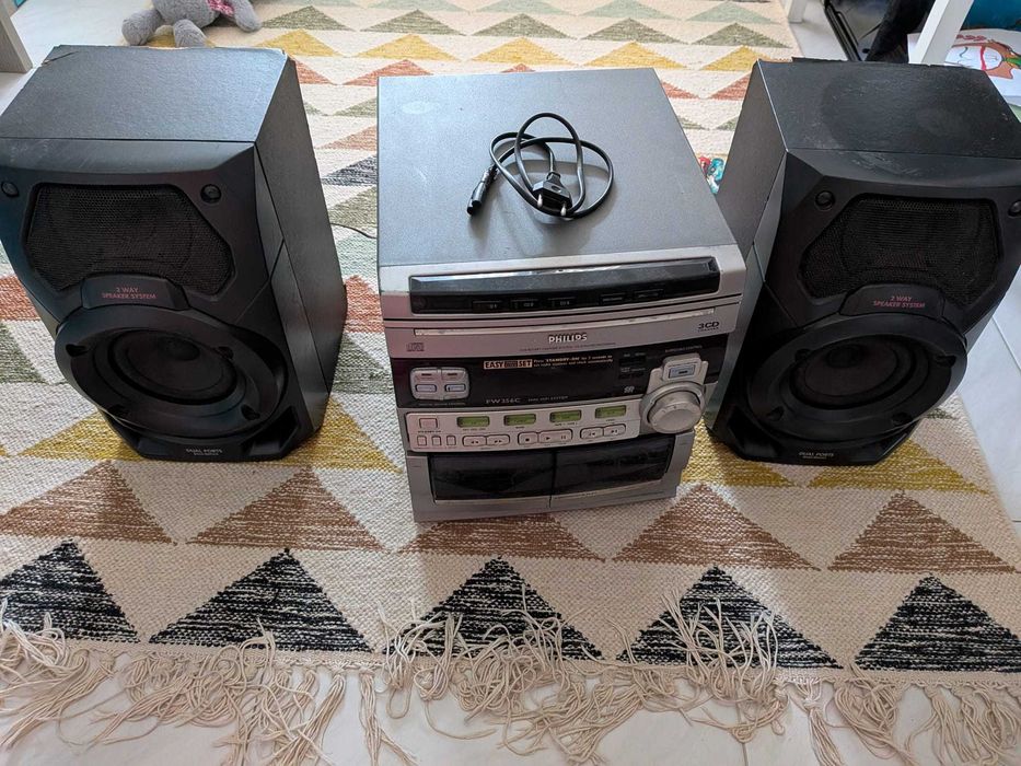 Aparelhagem Philips c/ Colunas Panasonic 100W | AUX e Cassetes