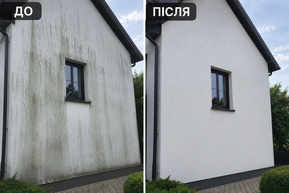 Миття бруківки фасаду даху