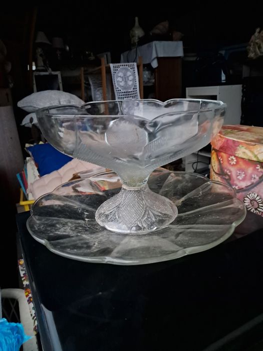 Conjunto fruteira em vidro
