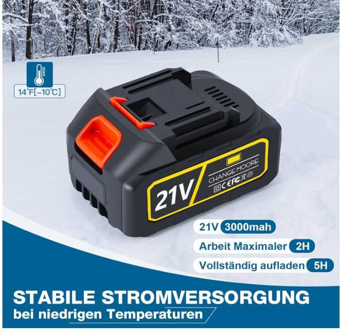 Odśnieżarka bezprzewodowa z 2 akumulatorami 3Ah 21V CHANGE MOORE