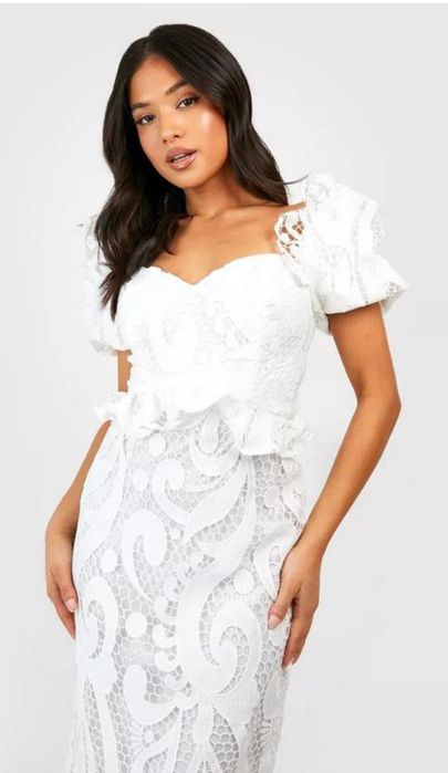 Біла мереживна сукня Boohoo