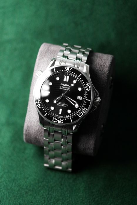 Zegarek Seiko Mod Seamaster Black Custom Mod