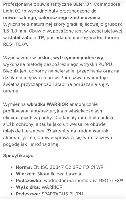 Buty Bennon commodore 02 taktyczne roz.46