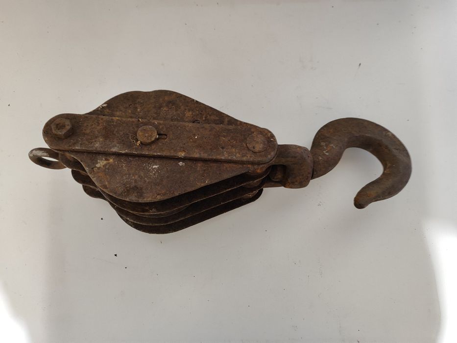 Zblocze linowe Bloczek Zawiesie Wciągarka ręczna hak PRL 45cm