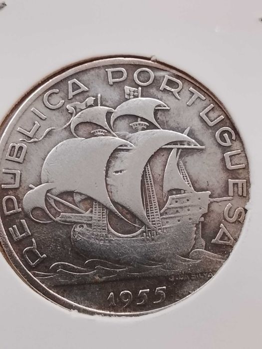 Moeda de 10 escudos de 1955, em prata