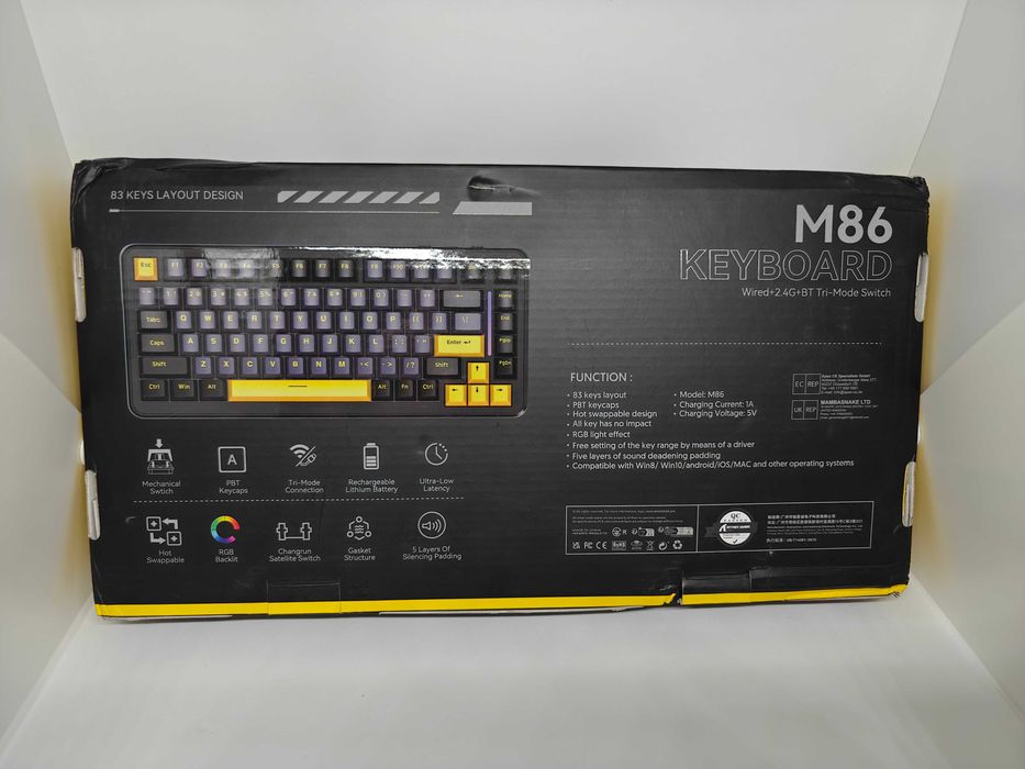 Клавіатура механічна бездротова Attack Shark M86, ігрова нова 4000 mah