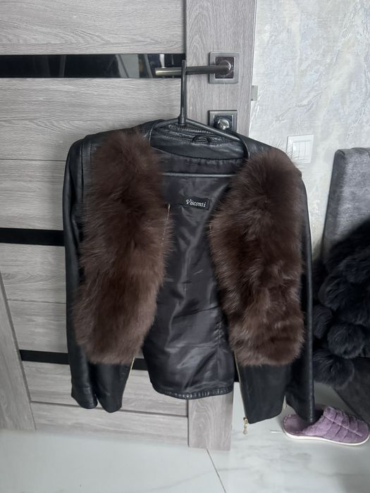 Шикарна куртка Visconti (натуральна шкіра, натуральне хутро)