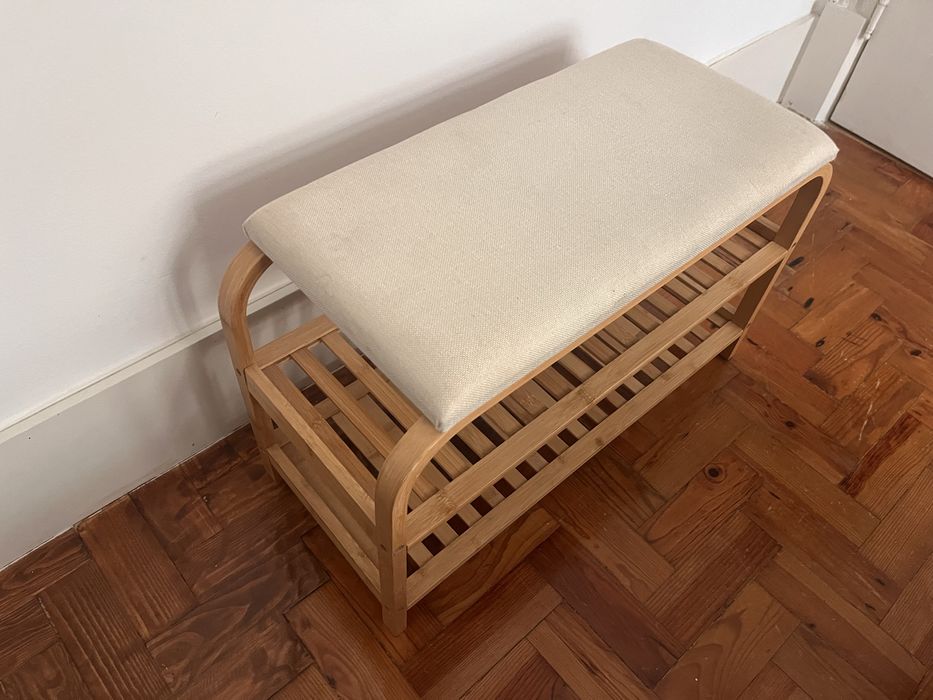 Sklum Banco sapateira 70 cm em madeira de bambu Kaupo