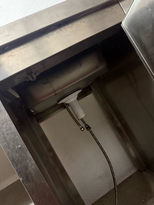 Bancada Industrial Inox com Lava-loiça e Armário 165cm