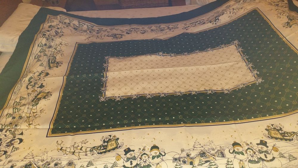 Toalha de Natal verde e dourada